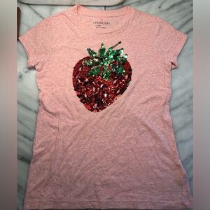 Crewcuts J CREW Strawberry Tee T Shirt size 12 Girls Short Sleeves Slub Knit